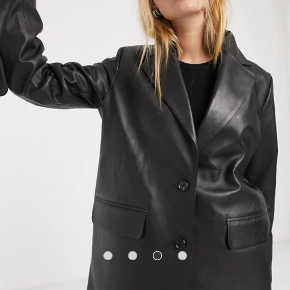 & Other Stories classic leather blazer in black